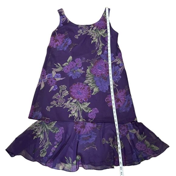 MSK Style 17101 Purple Floral Layered Dress Size 12 - Picture 10 of 14